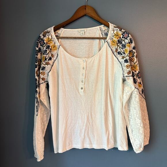 Sundance chessie crochet sleeve top - Picture 2 of 7